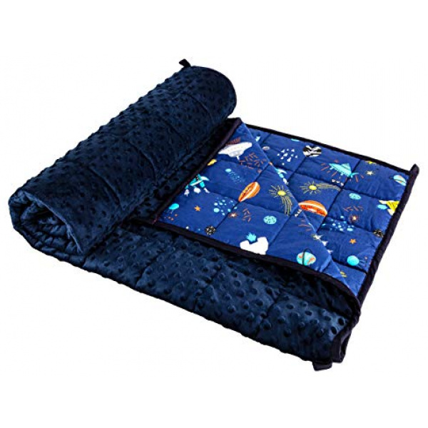 BEDCOLOR Weighted Blanket Heavy Blanket (Spaceship, 41×60 inches-7 lbs)