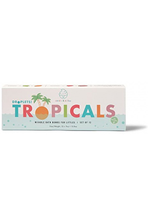 Dabble & Dollop Bath Bombs Tropicals - Natural Droplets for Kids, 100% USA-Made, Moisturizing & Fun, Paraben & Sulfate Free, Vegan, Gluten-Free, Tear-Free (Set of 12)