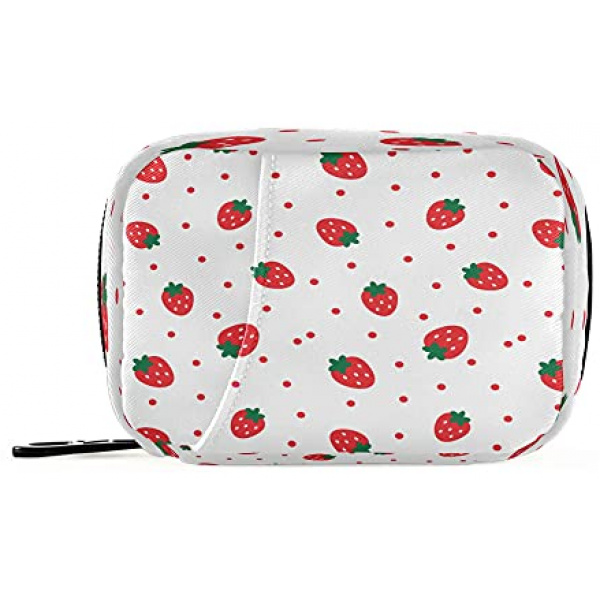 Strawberry Pill Cases Bag Red Polka Dot Vitamin Pill Box Organizers 7 Day Medicine Container Case Supplement Holder