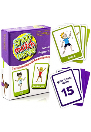 Covelico Exercise Cards for Kids - Fun Fitness Games to promote Kids Exercise | Exercise Games | Kids Exercise Equipment and Kids Workout Equipment | Play Snap Card Game for Kids, Memory Game, Go Fish