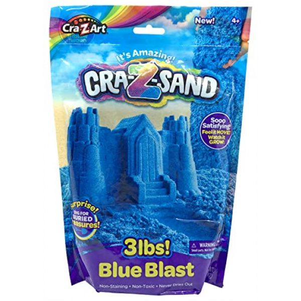 CRA-Z-Sand Blue 3LB Bag of Amazing Sand with Surprise Sand Tool, Shape, Mold and Slice It, Fun Sensory Toy for Ages 4 and up