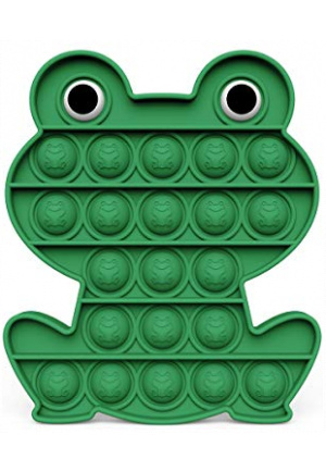 Idealforce Frog Pop Fidget Toy Push Pops Bubble Sensory Toy Silicone Stress Relief for Kids Family Games (Frog-Dark Green)