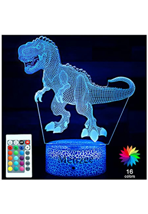 Menzee Night Light Dinosaur Toys 3D Dinosaur Night Light for Kids with Remote Control& Smart Touch 16 Colors Changing Dimmable T Rex Toys 10 9 8 7 6 5 4 3 2 1 Year Old Boys Easter Birthday Gifts
