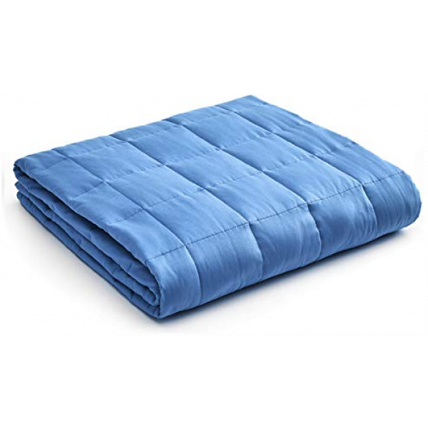 YnM Kids Weighted Blanket — Heavy 100% Oeko-Tex Certified Cotton Material with Premium Glass Beads (Monaco Blue, 36''x48'' 5lbs), Suit for One Person(~40lb) Use on Twin Bed