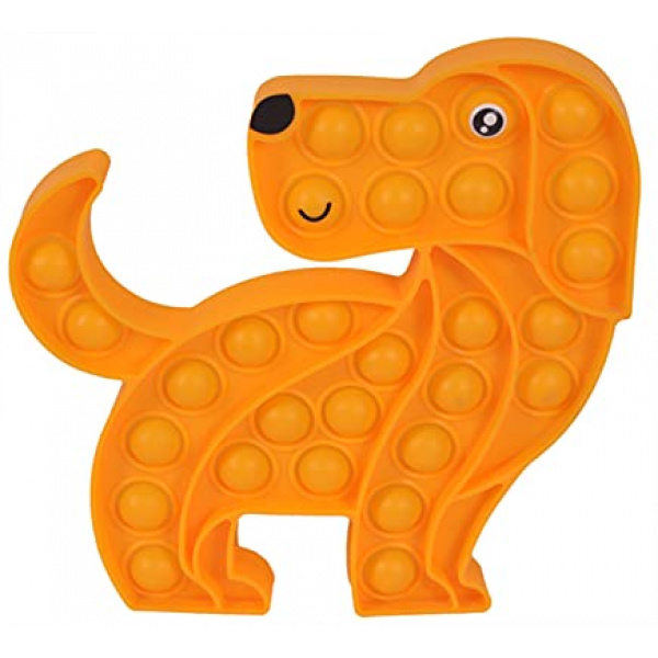 NUFR Big Orange Dog Shape Pop Bubble Fidget Toy, Animal Shaped Sensory Silicone Toy for Adult Kids Office